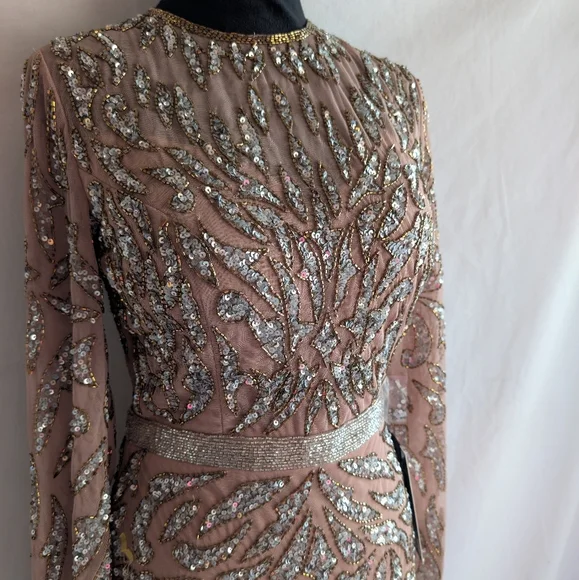 NWT Mac Duggal EMBELLISHED ILLUSION SHEATH DRESS #5521